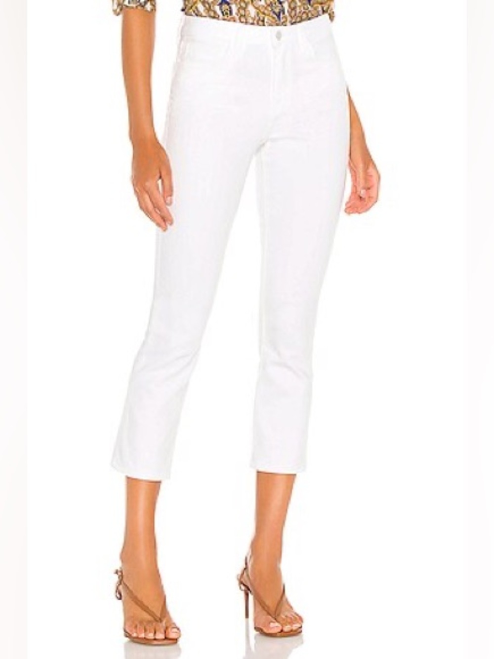 L’AGENCE Women's Nadia High Rise Cropped Straight White Jeans - Size 25